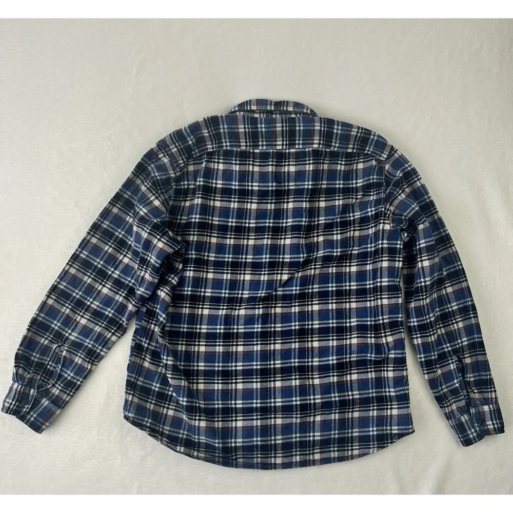 J Crew Button‎ Up Shirt Mens Sz XL Blue Flannel Plaid Casual Long Sleeve